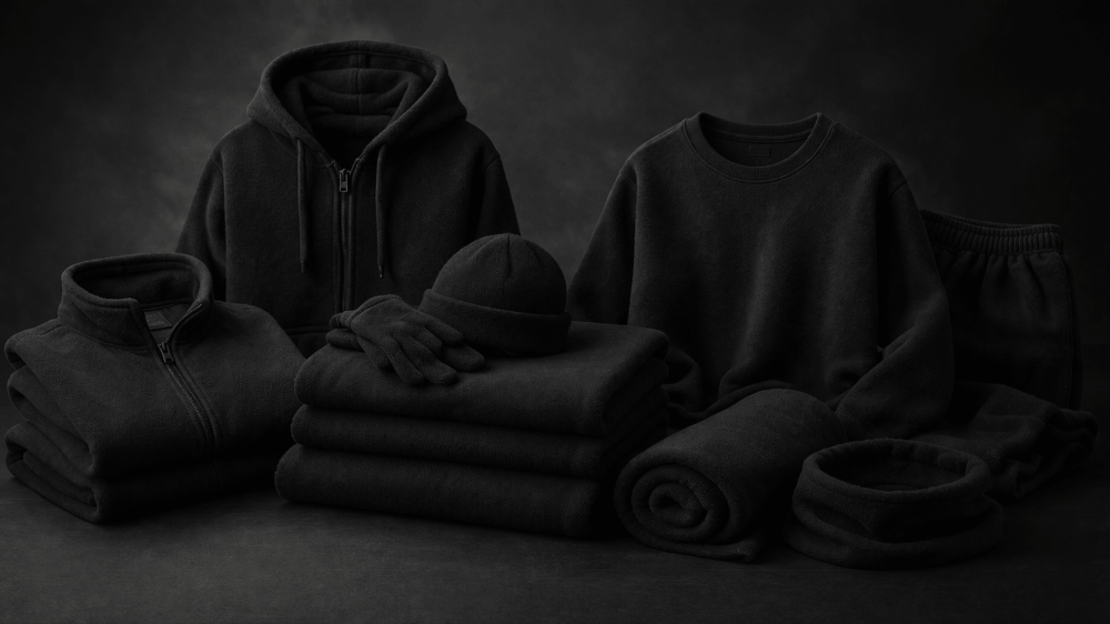 Флис 130г/м² в черном цвете со скидкой 40%!