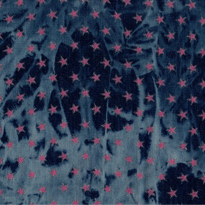 ТКАНЬ ДЖИНСОВАЯ 325г/м2 1,5м 75%хл, 25%п/э PRINT (ТКАНЬ ДЖИНСОВАЯ 325г/м2 1,5м 75%хл, 25%п/э PRINT 8861 stars pink + blue)